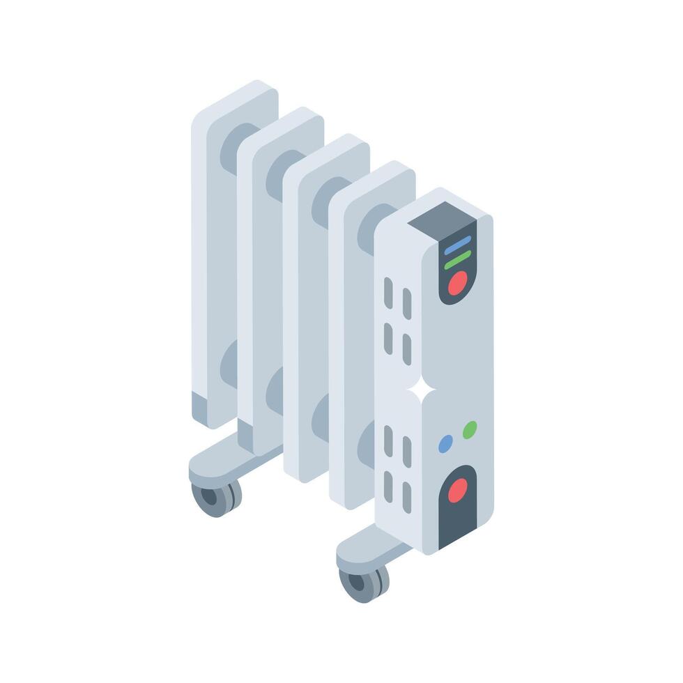 A isometric icon showing electric oil heater device vector