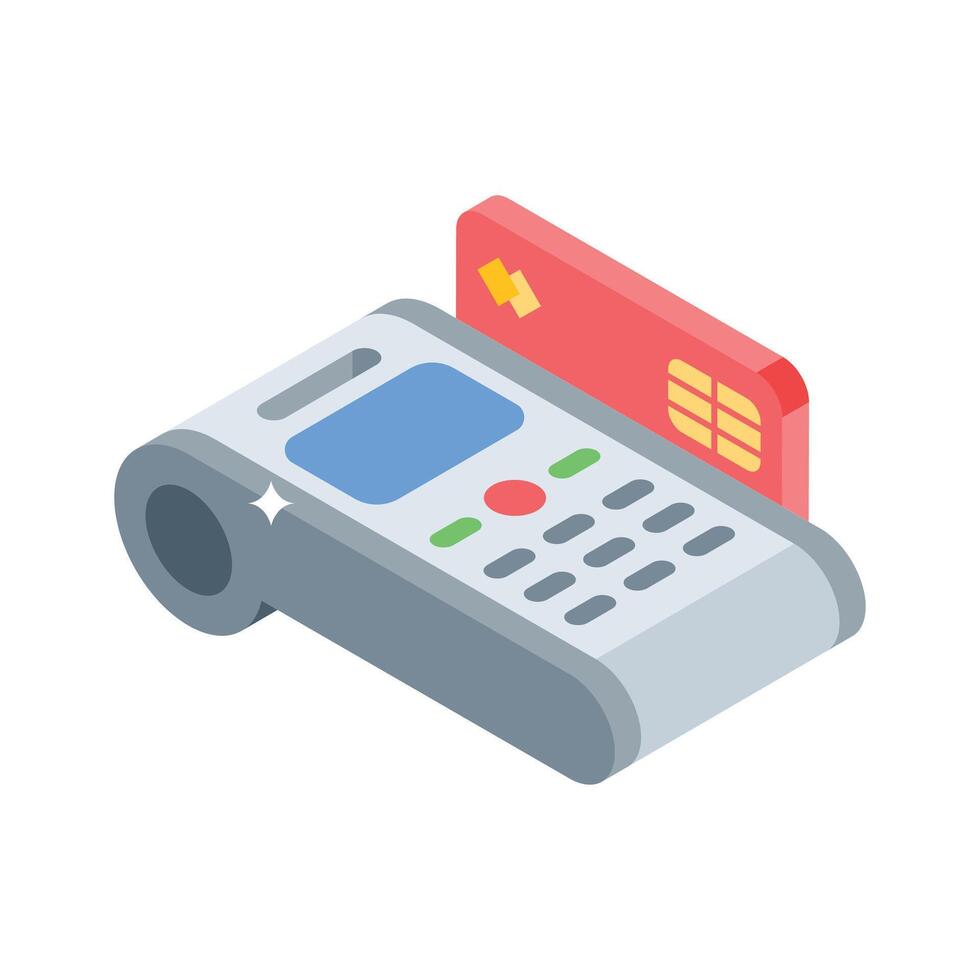 A trendy isometric style icon of pos machine vector