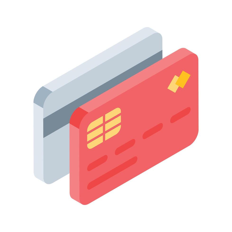 A modern isometric icon of bank credit cards vector
