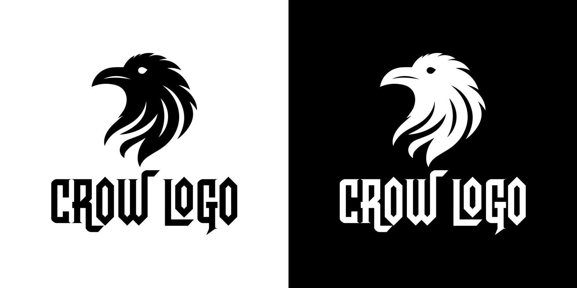 Black and White Gothic Crow Logo for Branding with Sharp Minimalist Style vector