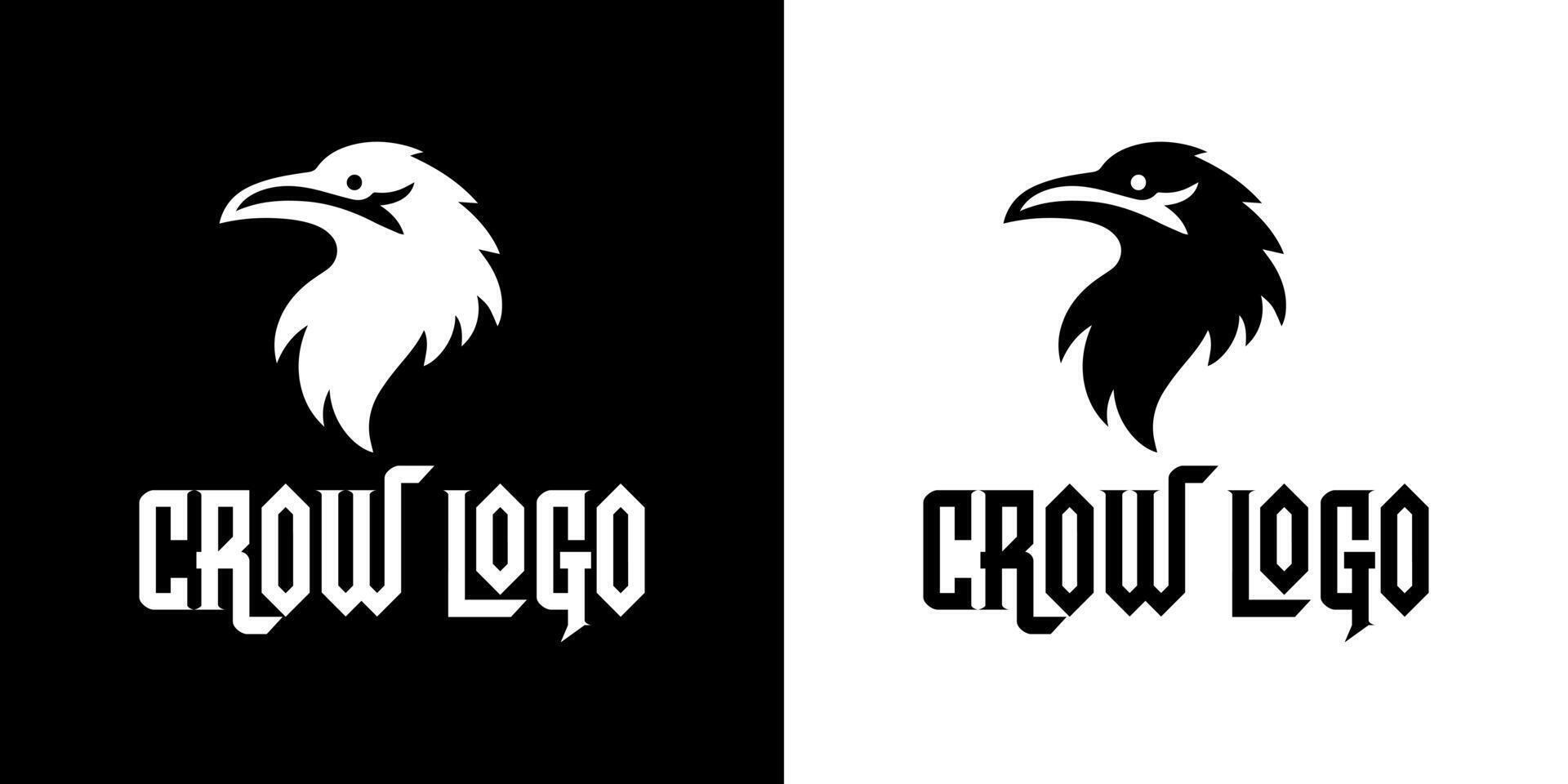 Bold Black Gothic Crow Logo with Clean White Background for Strong Identity vector