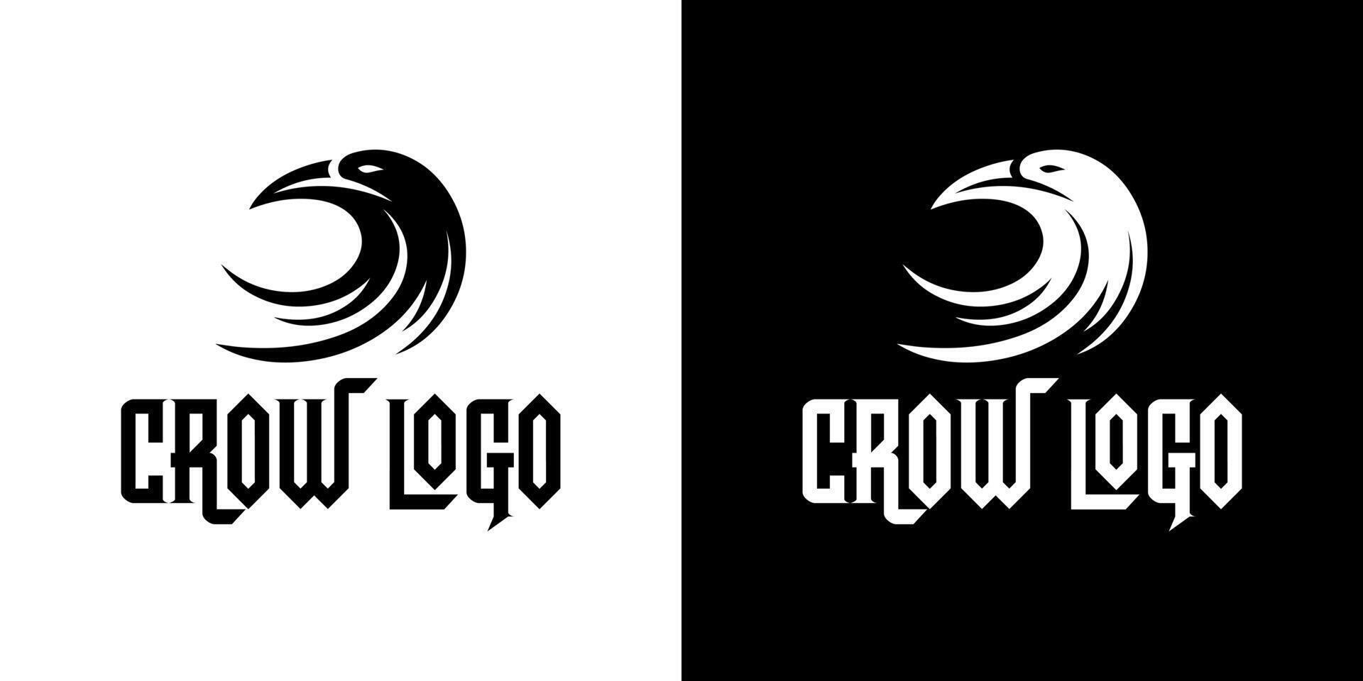 Edgy and Dark Crow Logo in Black and White with Modern Sharp Design vector
