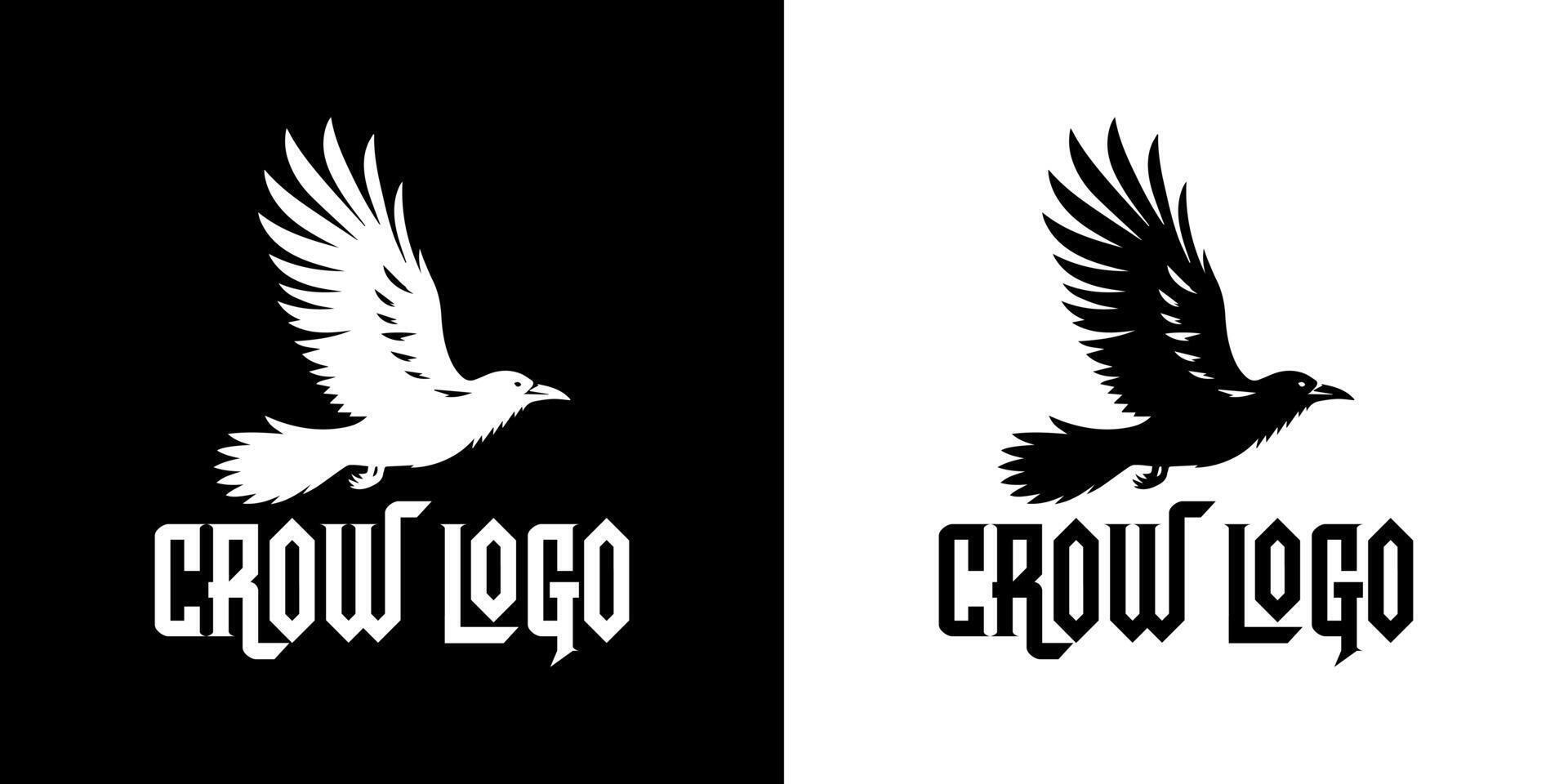Minimalist Gothic Crow Bird Logo in Black and White for Edgy Branding vector