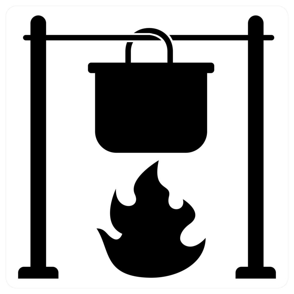 Camp Cooking icon concept in black color vector