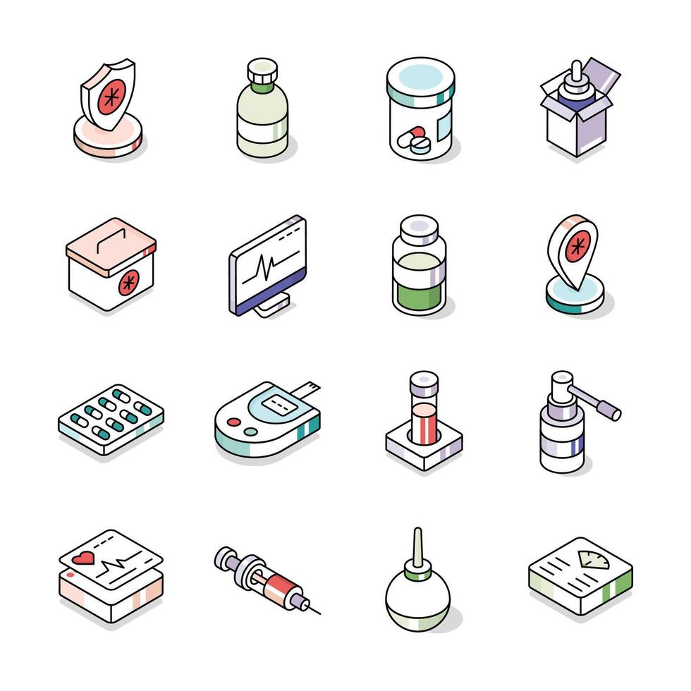 Premium bundle of medical services isometric icons, easy to edit vector