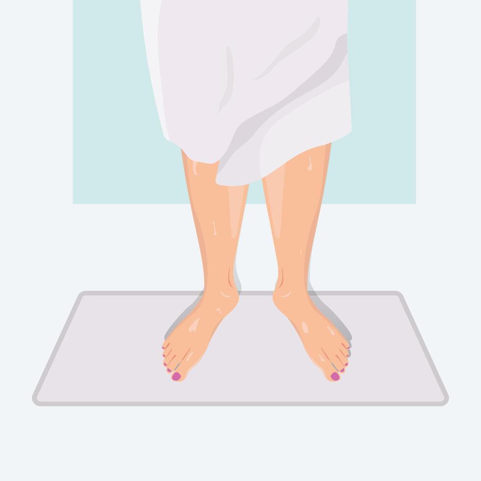 Woman feet with white towel after bathing design illustration vector