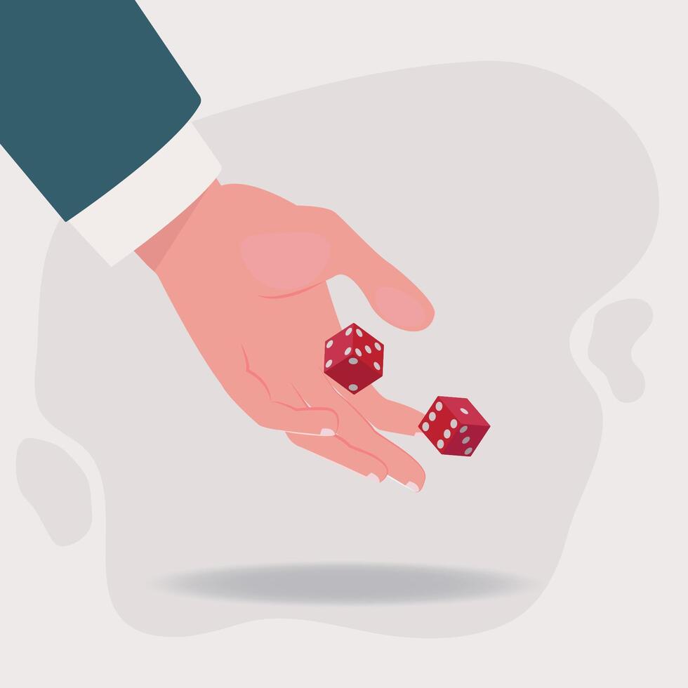 Businessman hand throwing red dice. Gambling and risk in business concept design Illustration vector
