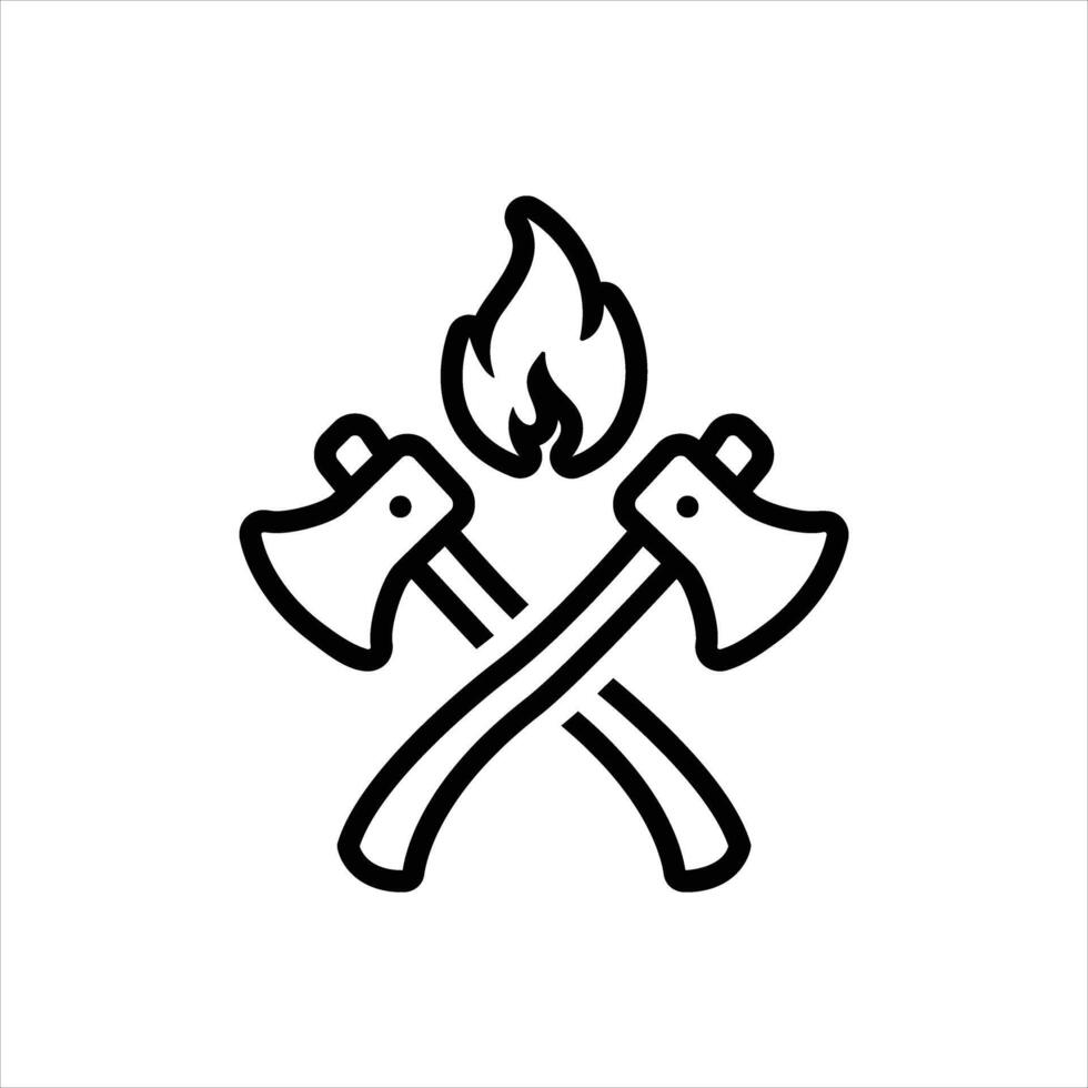 Black line icon hatchet vector