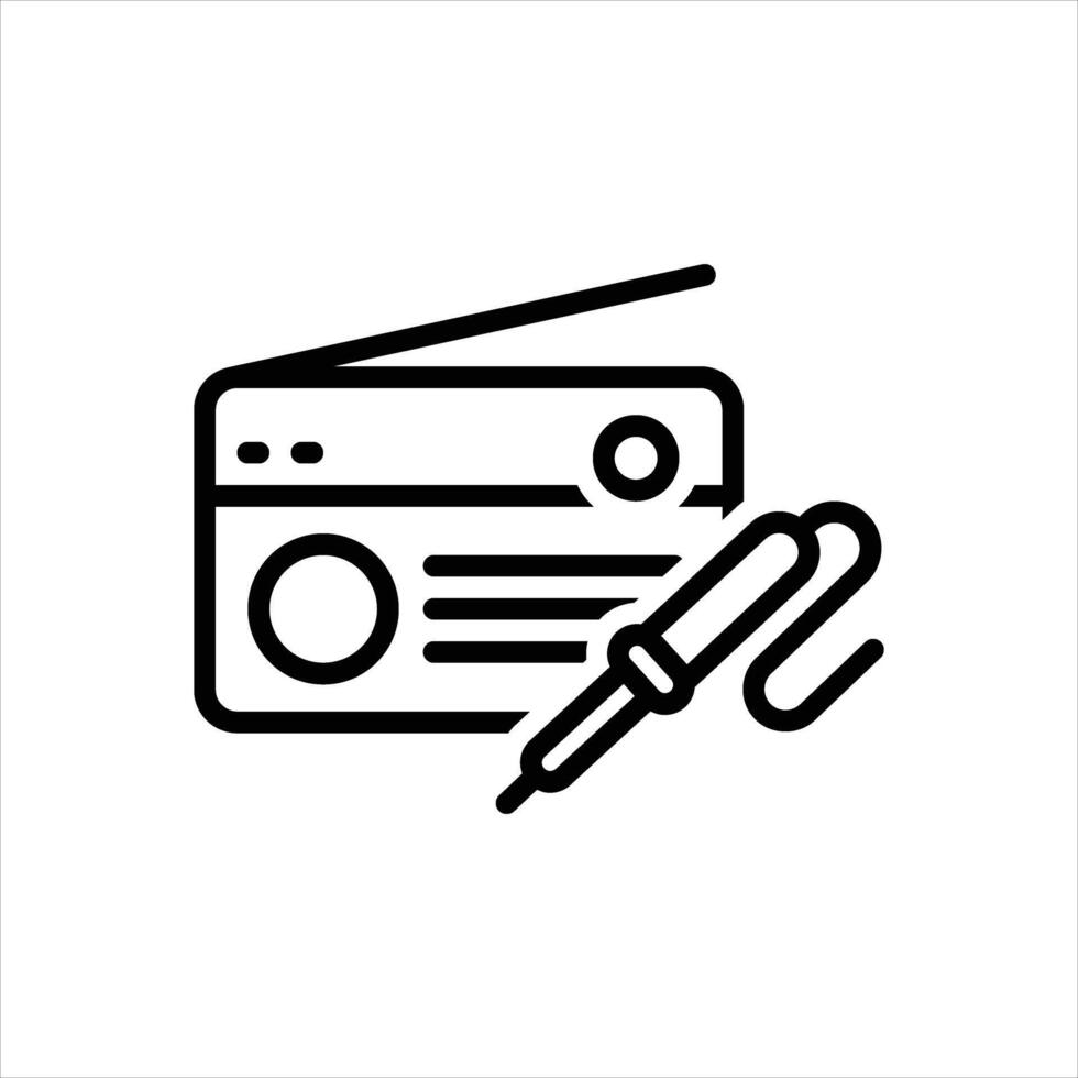 Black line icon radio repairing vector