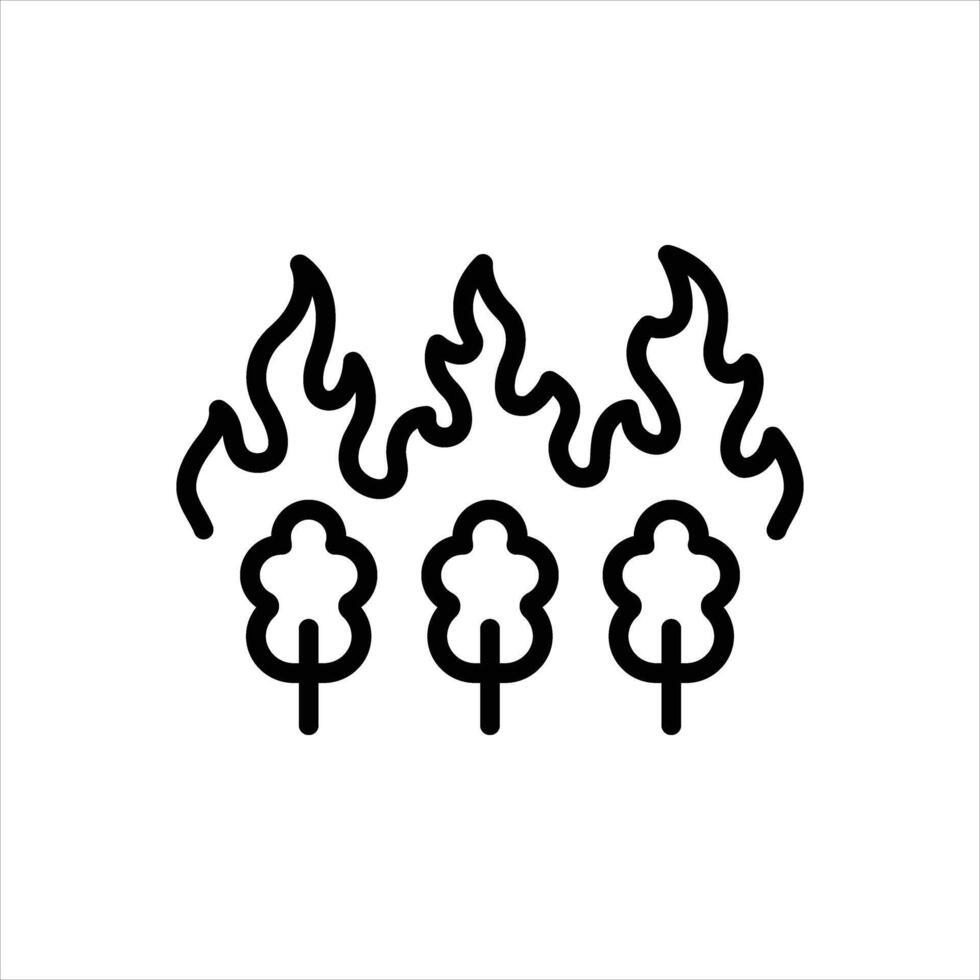 Black line icon forest fire vector