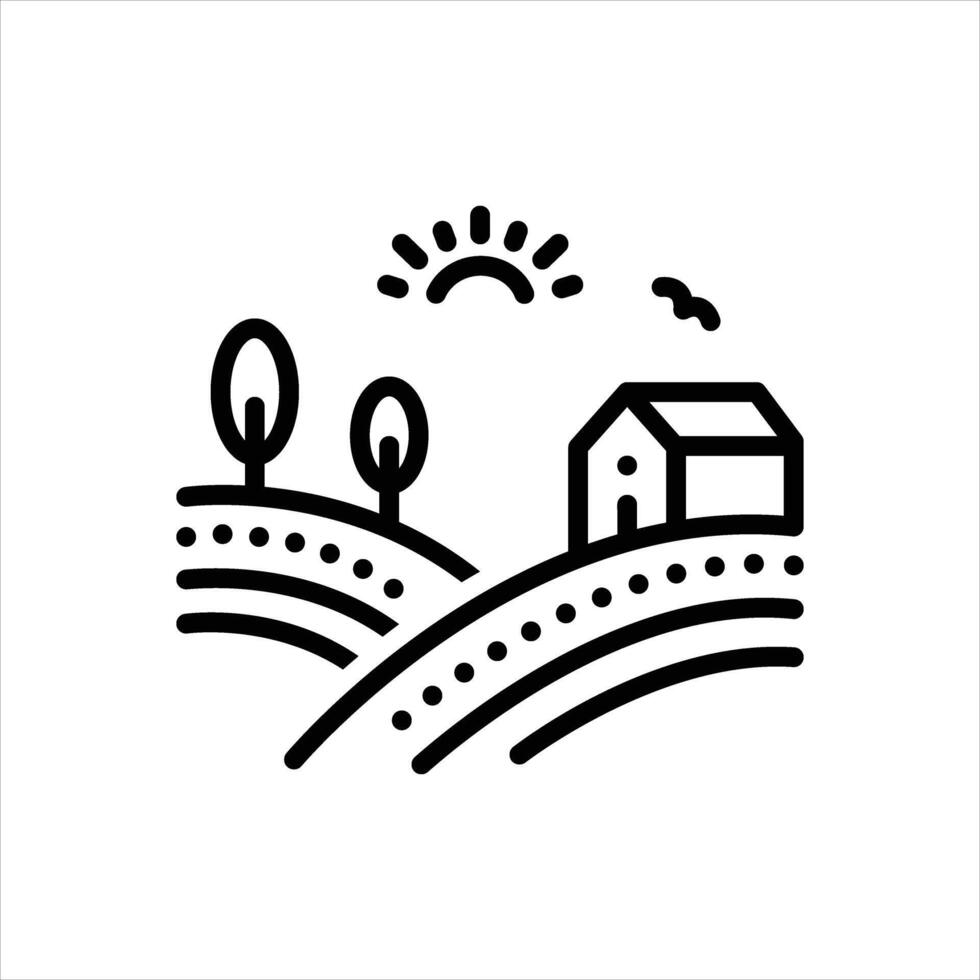 Black line icon farming vector