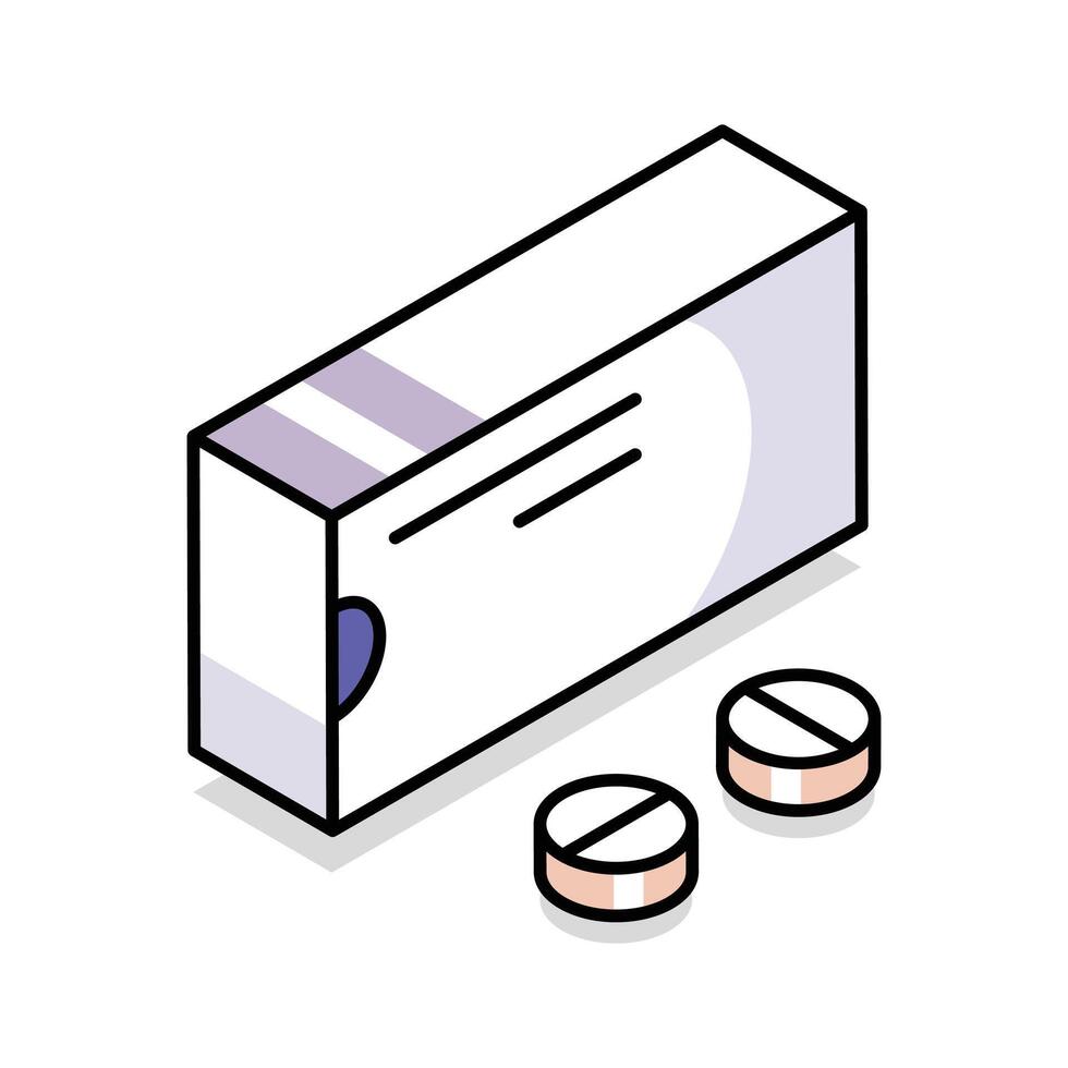 Premium isometric icon showing assorted medical pills vector