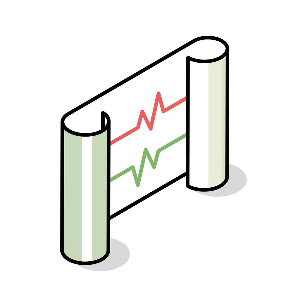 A modern isometric icon showing an ecg chart vector
