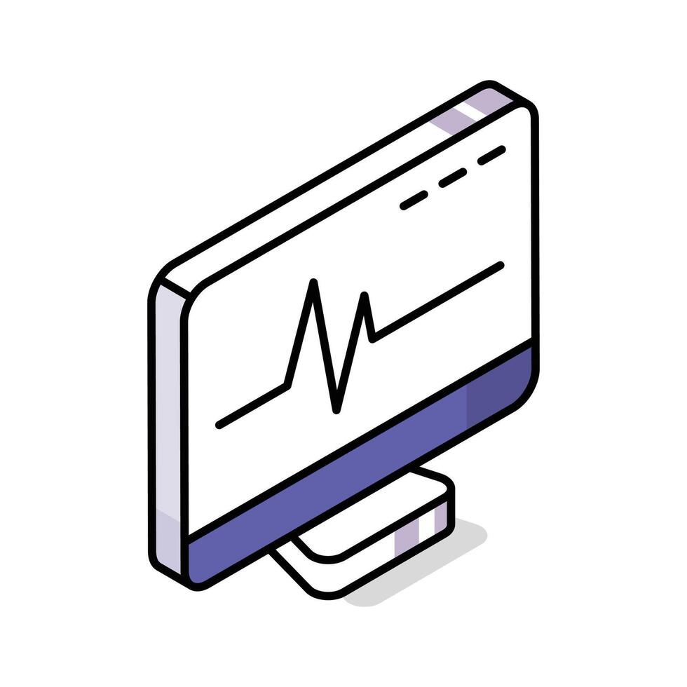 A visually appealing isometric icon of ecg monitor vector