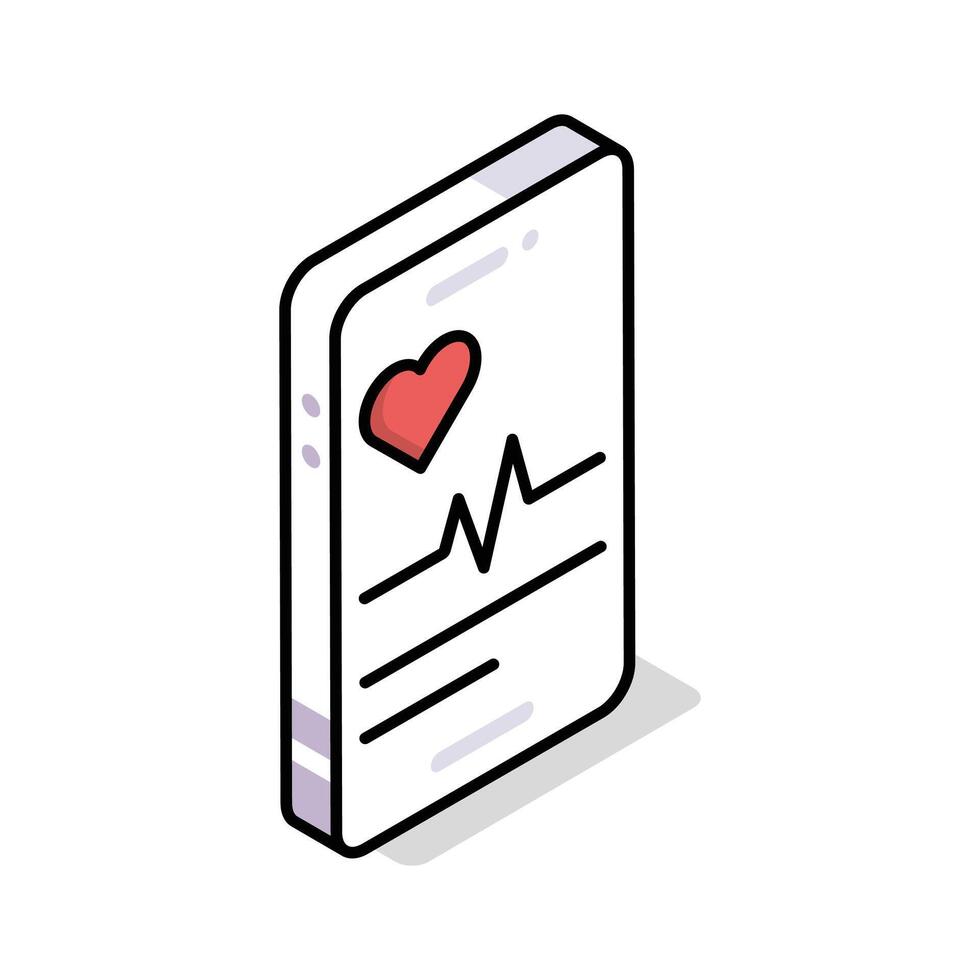 Grab this isometric outline icon of healthcare app vector