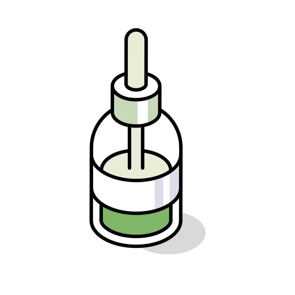 A modern isometric outline icon of dropper bottle vector