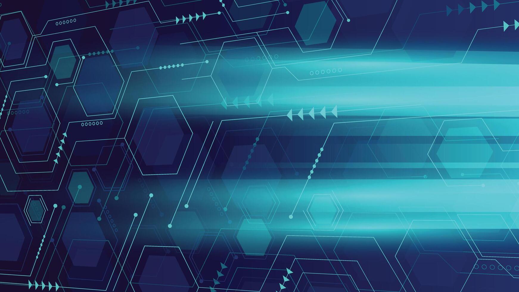 High tech cyber background featuring glowing hexagons and fast moving digital lines in a futuristic abstract style perfect for innovation and data themes vector
