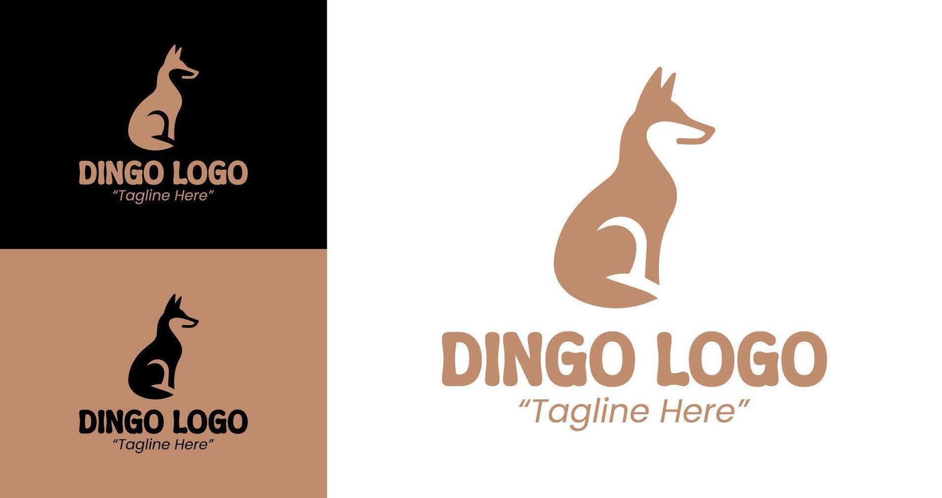 Professional Minimalist Brown Dingo Dog Howling Logo for Strong Brand Impression vector