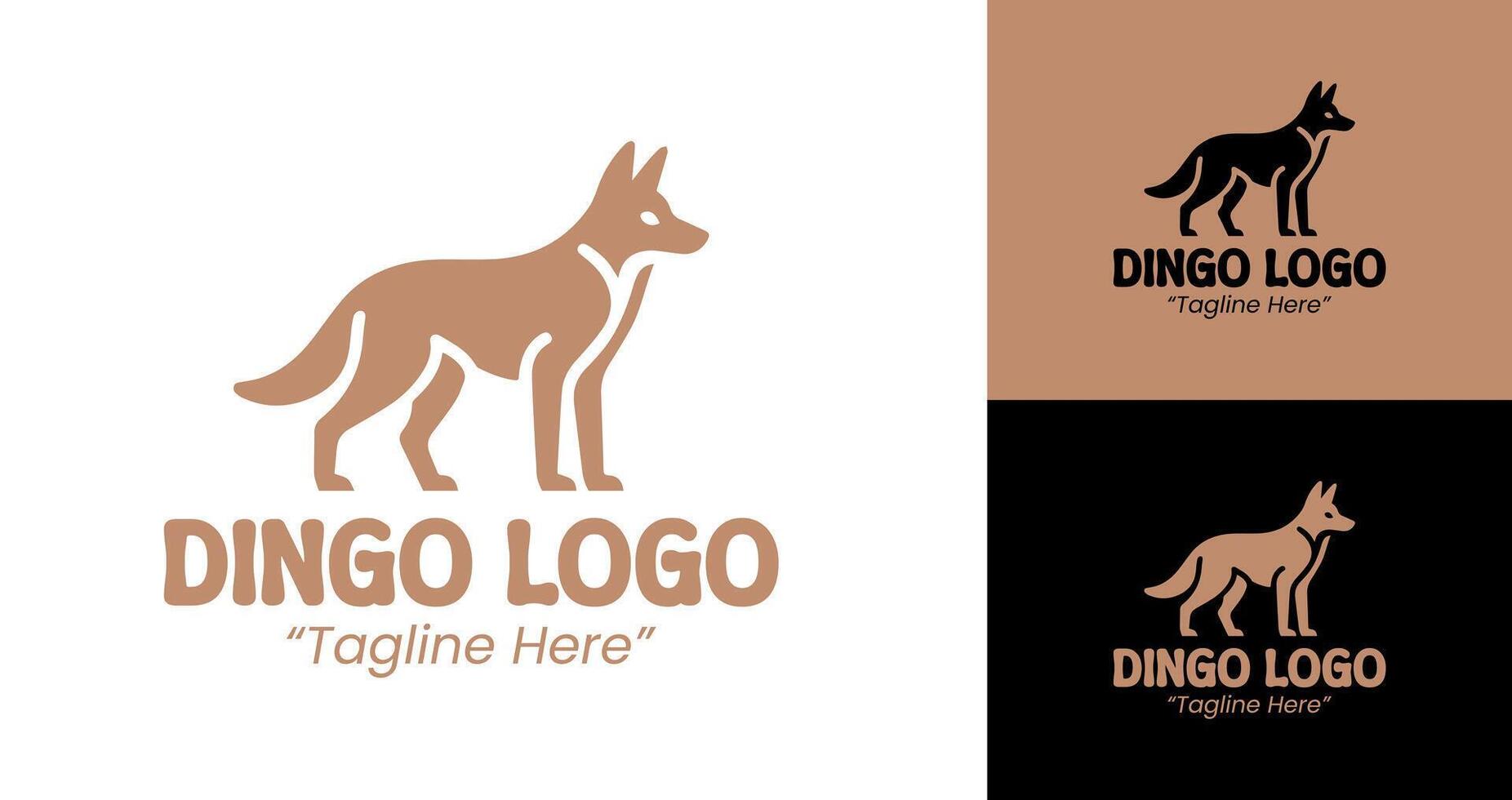 Professional Brown Standing Dingo Dog Logo with Clean Modern Flat Style Design vector