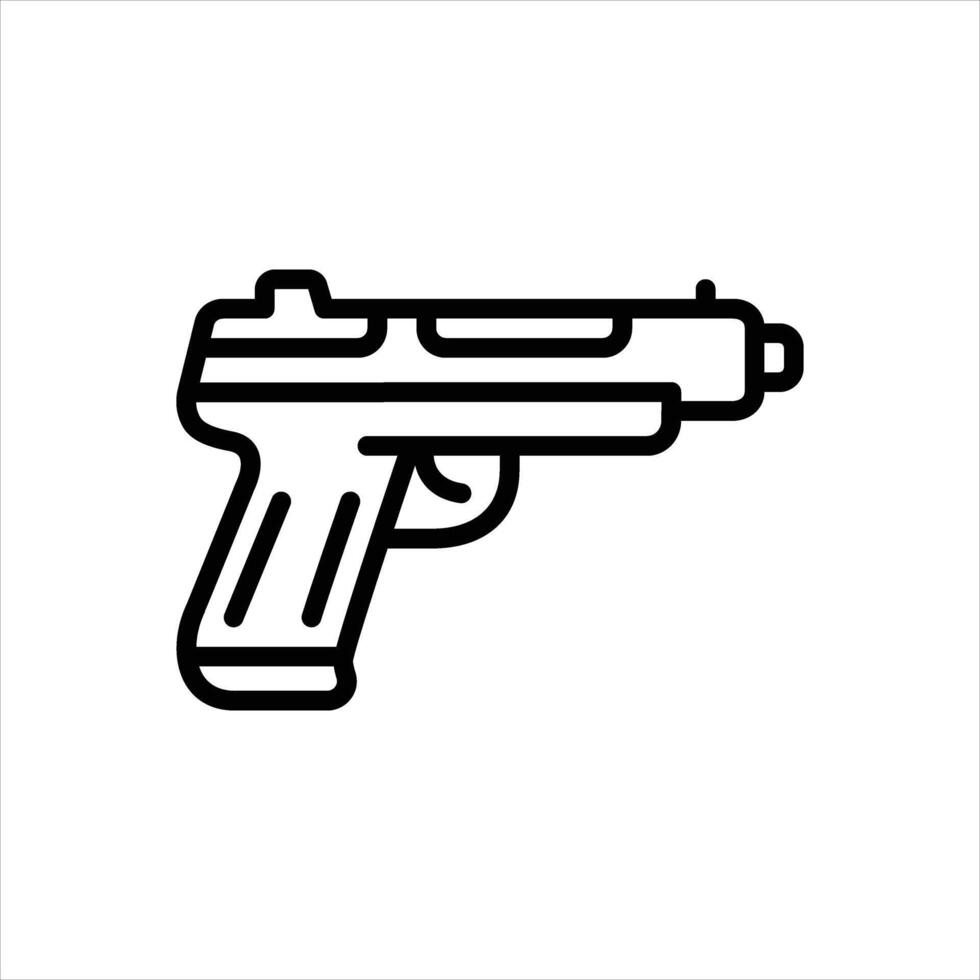 Black line icon pistol vector