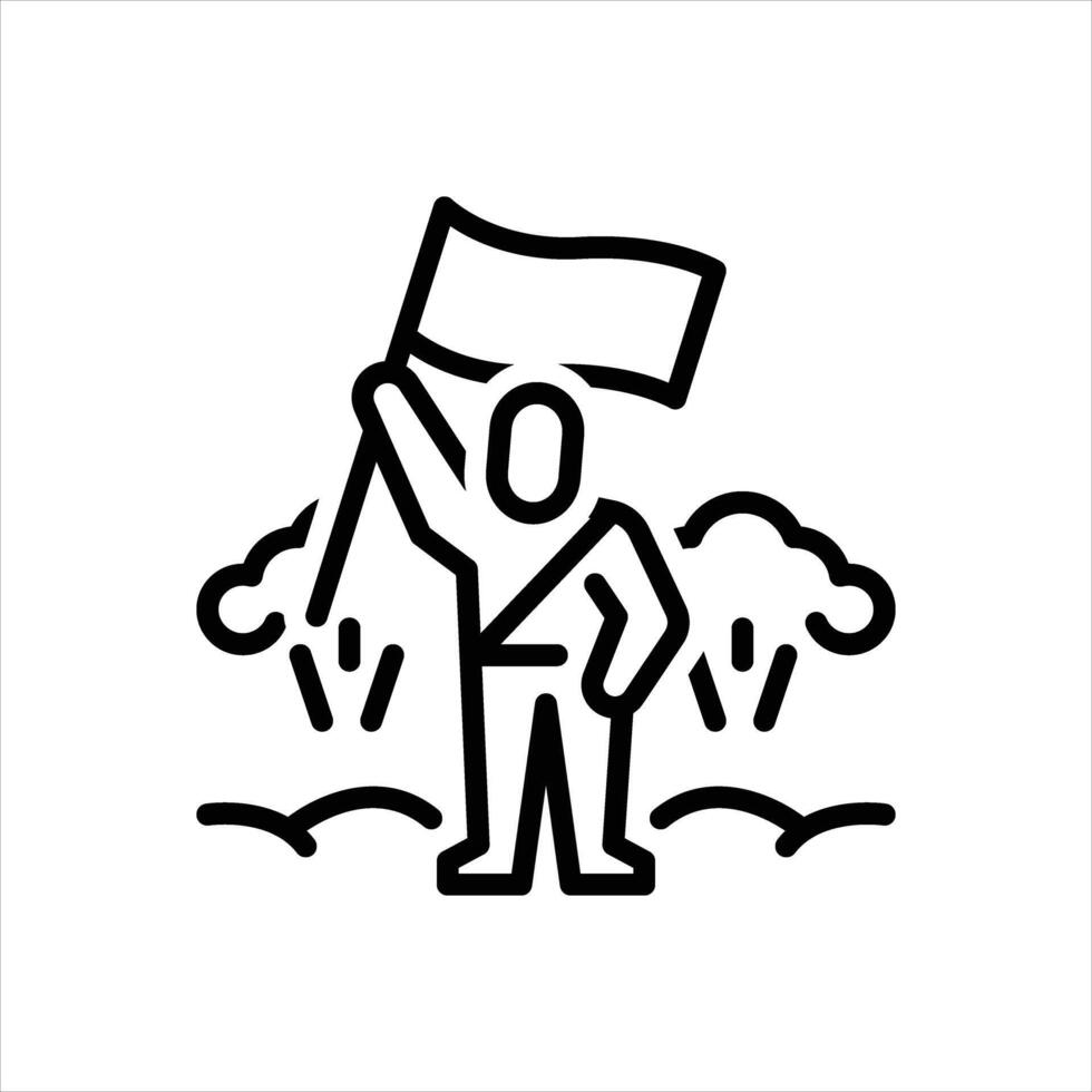 Black line icon victory vector