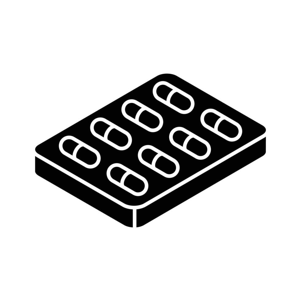 A modern isometric style icon of pill blister. vector