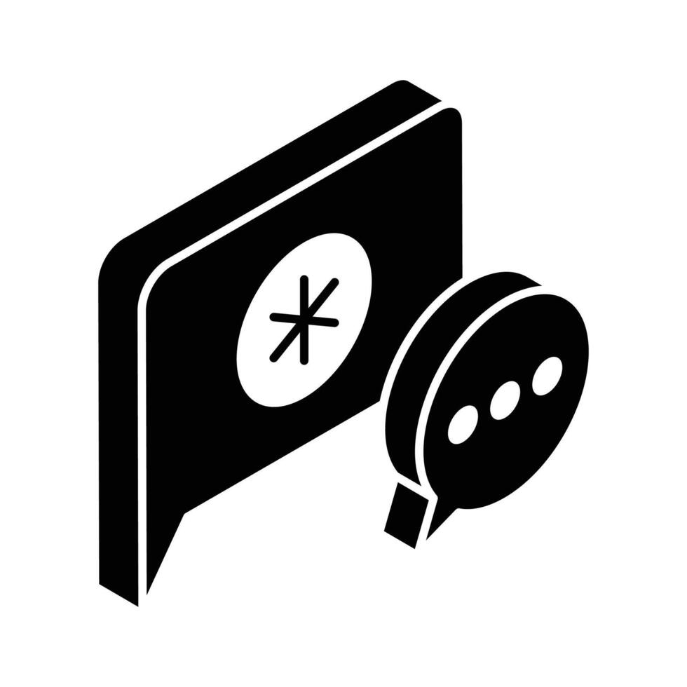 An editable isometric icon showing medical chat bubble. vector