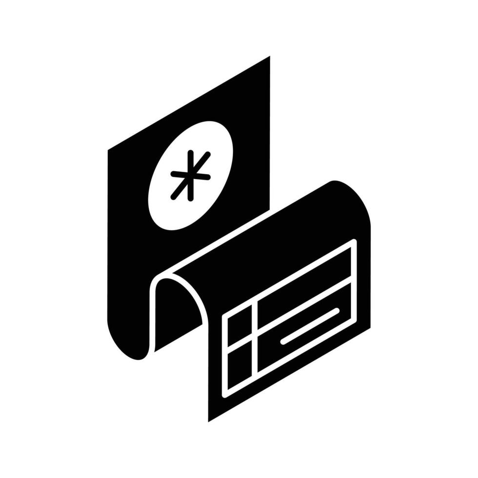 A customizable isometric icon of medical prescription paper. vector