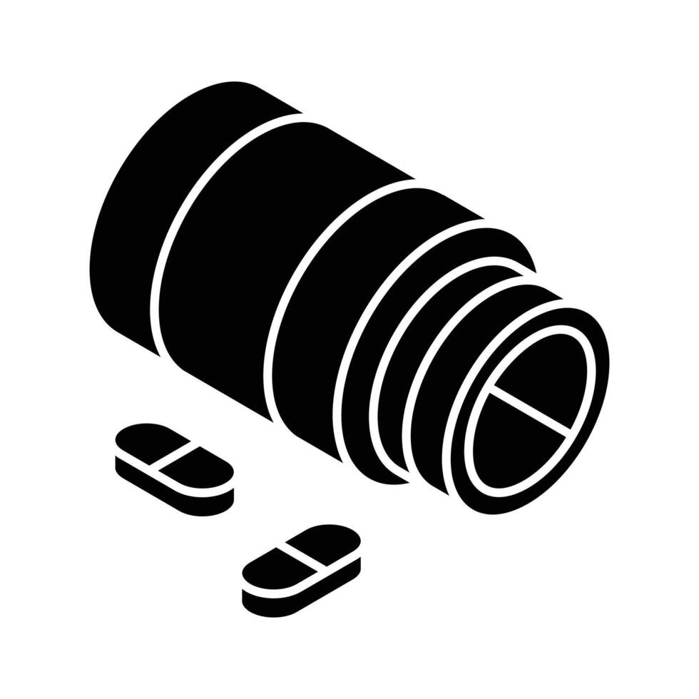 A customizable isometric icon of prescribed medical drugs. vector