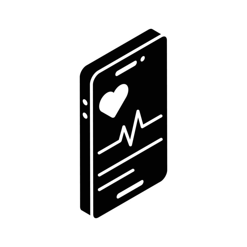 Grab this isometric filled icon of healthcare app. vector