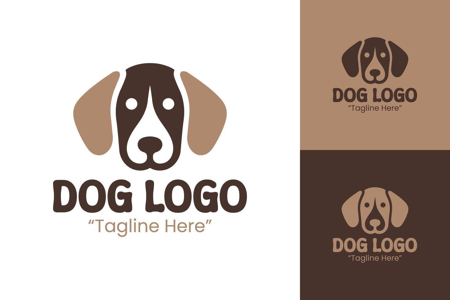 Professional Brown Cartoon Dog Logo with Friendly Flat Design for Pet Brand Identity vector