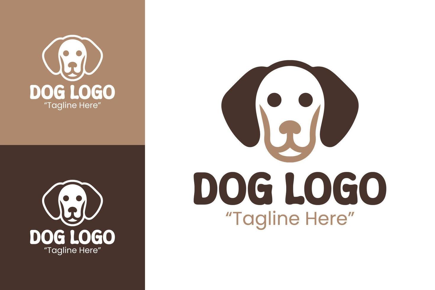 Stylish Brown Flat Dog Logo Design for Minimalist and Modern Animal Branding Needs vector