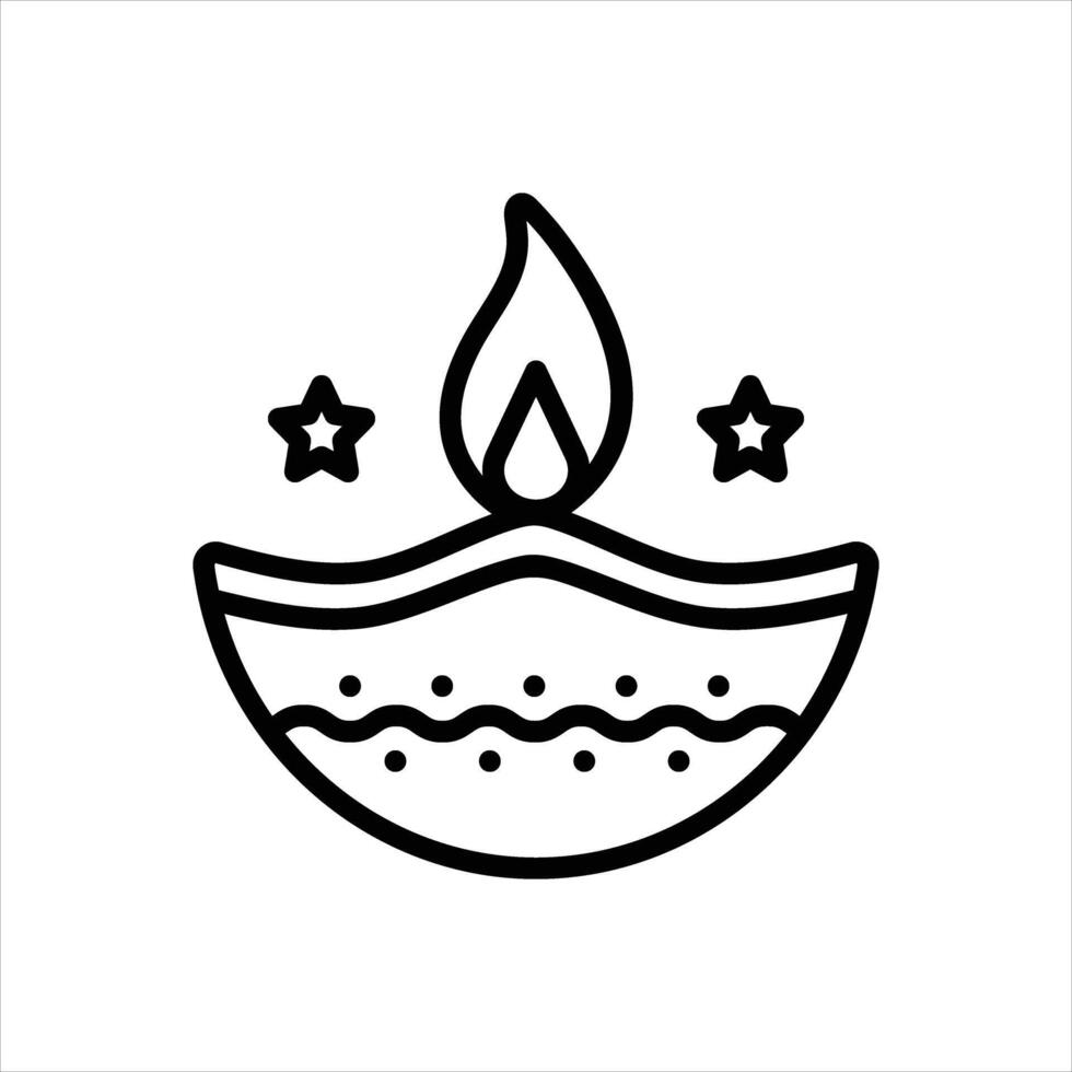 Black line icon diya vector