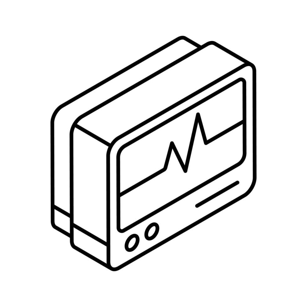 A customizable isometric icon of ekg monitor screen.. vector