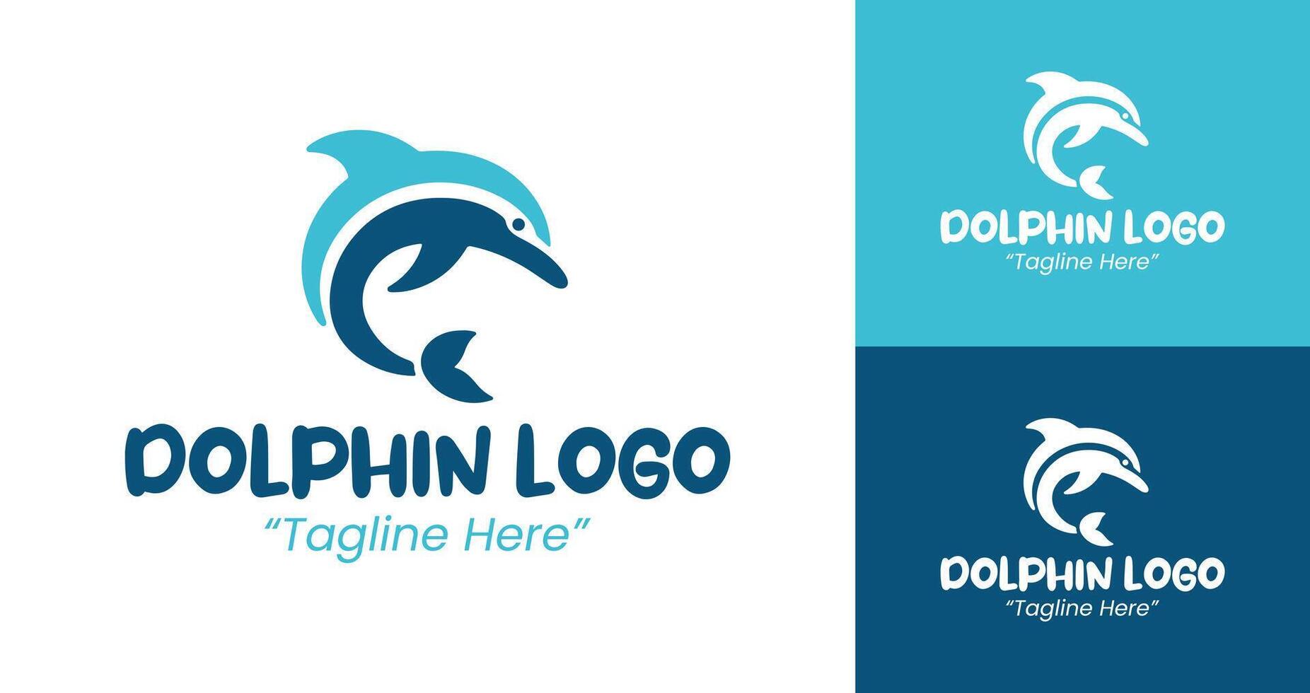 Professional Minimalist Dolphin Logo in Ocean Blue and Sky Blue for Aquatic Brand Identity vector