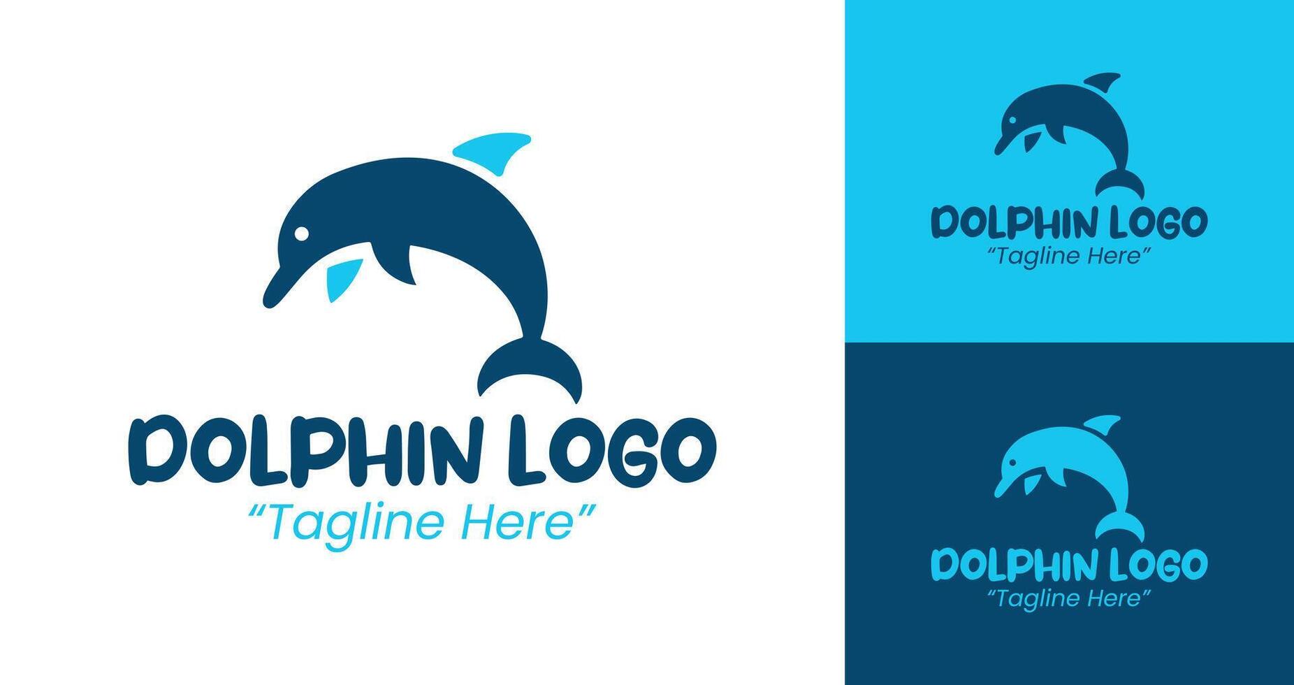 Elegant Dolphin Logo with Abstract Water Wave in Blue Tones for Minimalist Brand Design vector
