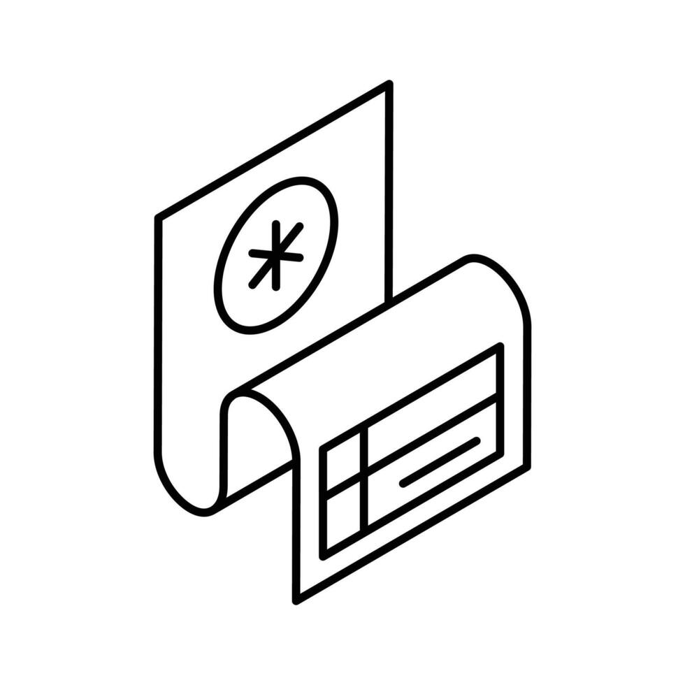 A customizable isometric icon of medical prescription paper.. vector
