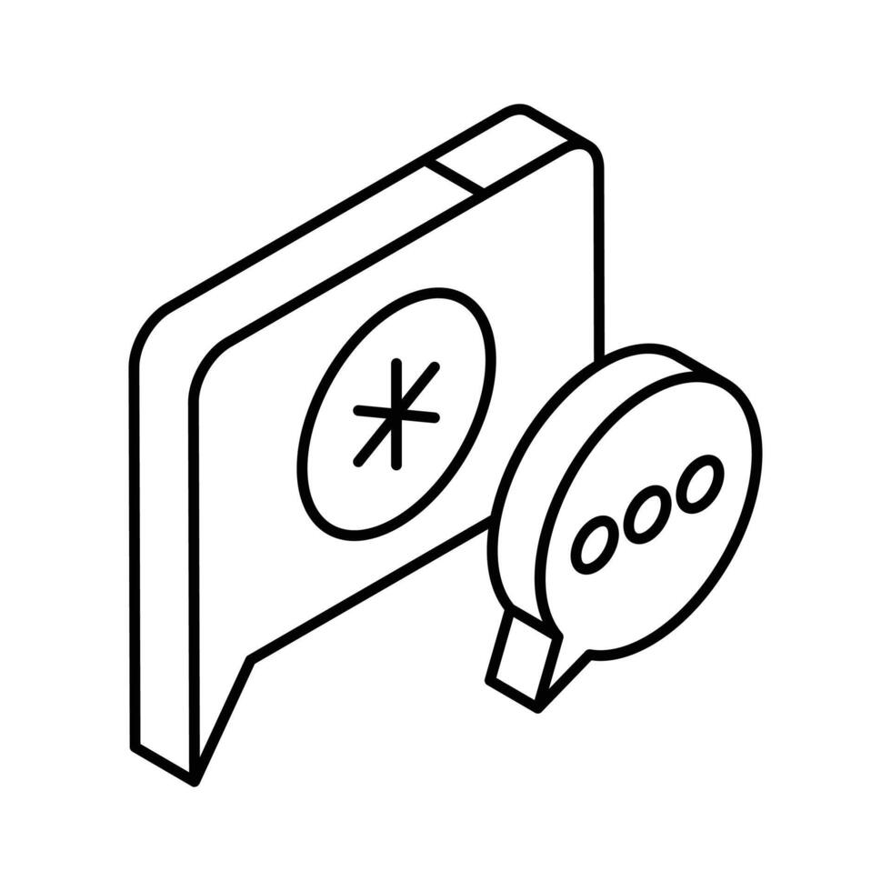 An editable isometric icon showing medical chat bubble.. vector