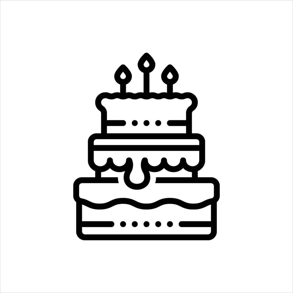 Black line icon cake vector