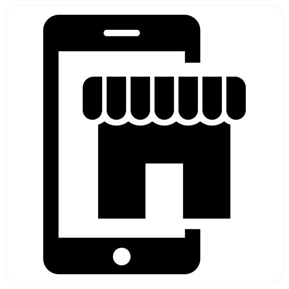 E Shopping icon concept in black color vector