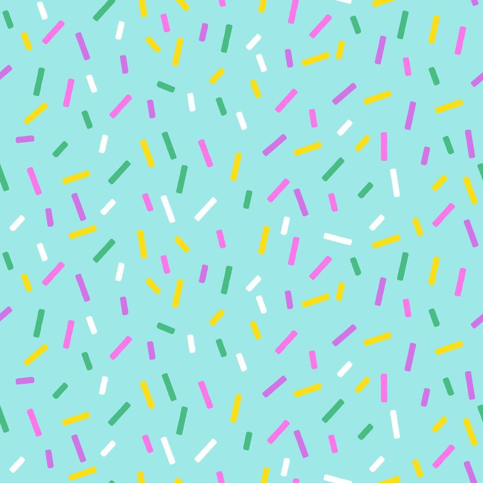 Sweet Donut Seamless Background with Candy Sprinkles Featuring Rainbow Colored Sugar Vermicelli and Glaze Texture Perfect for Fun Dessert Style Projects and Confectionary Inspired Design vector