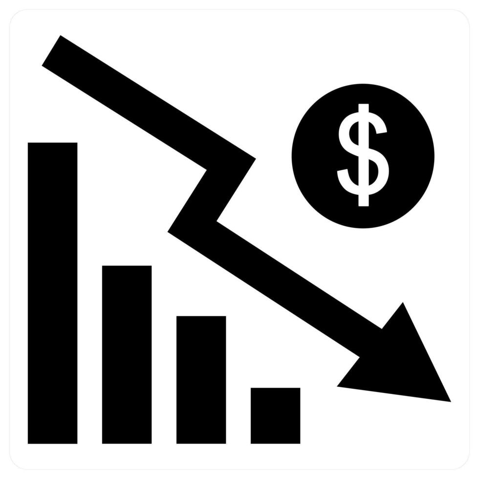 Falling Economy icon concept in black color vector