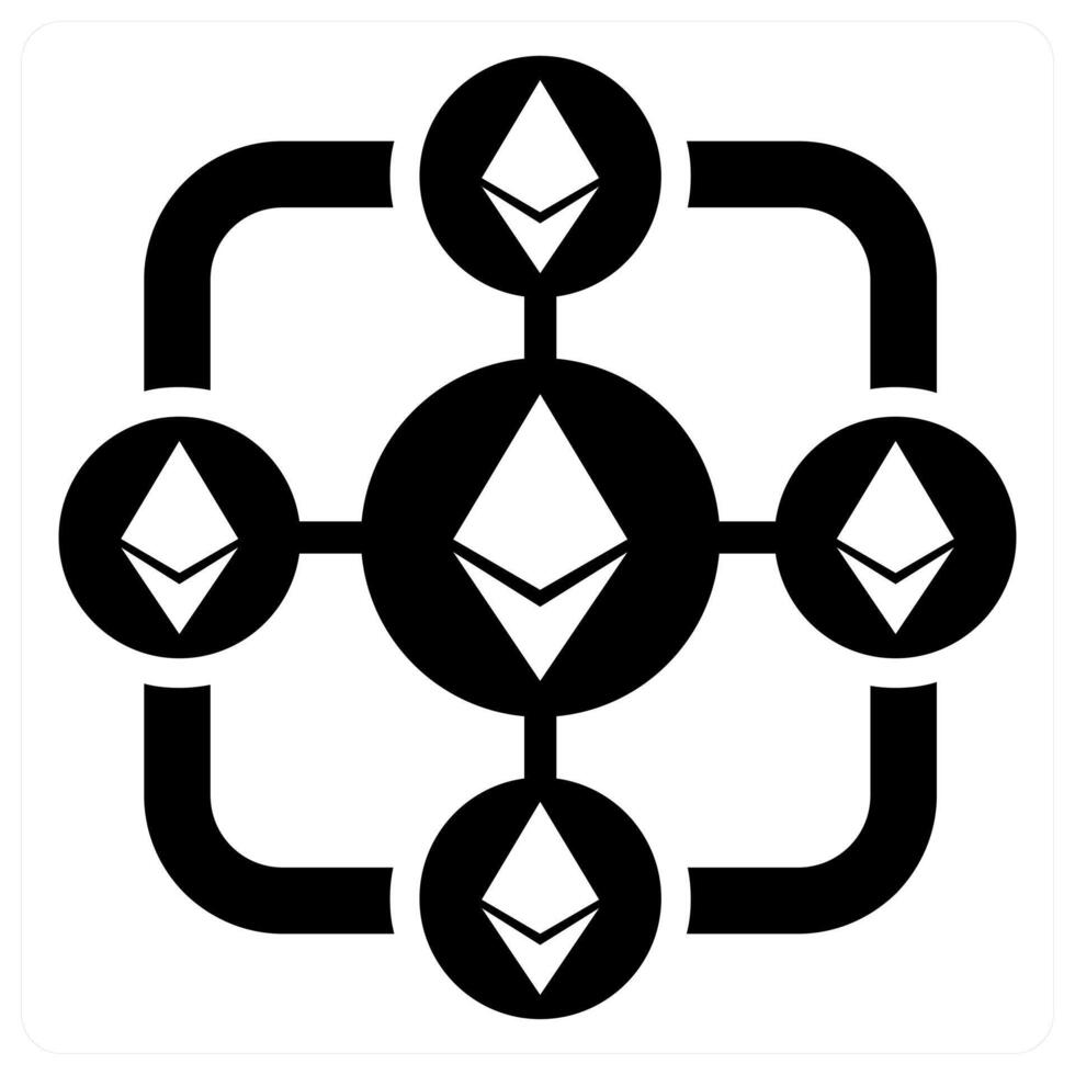 Ethereum Block Chain icon concept in black color vector