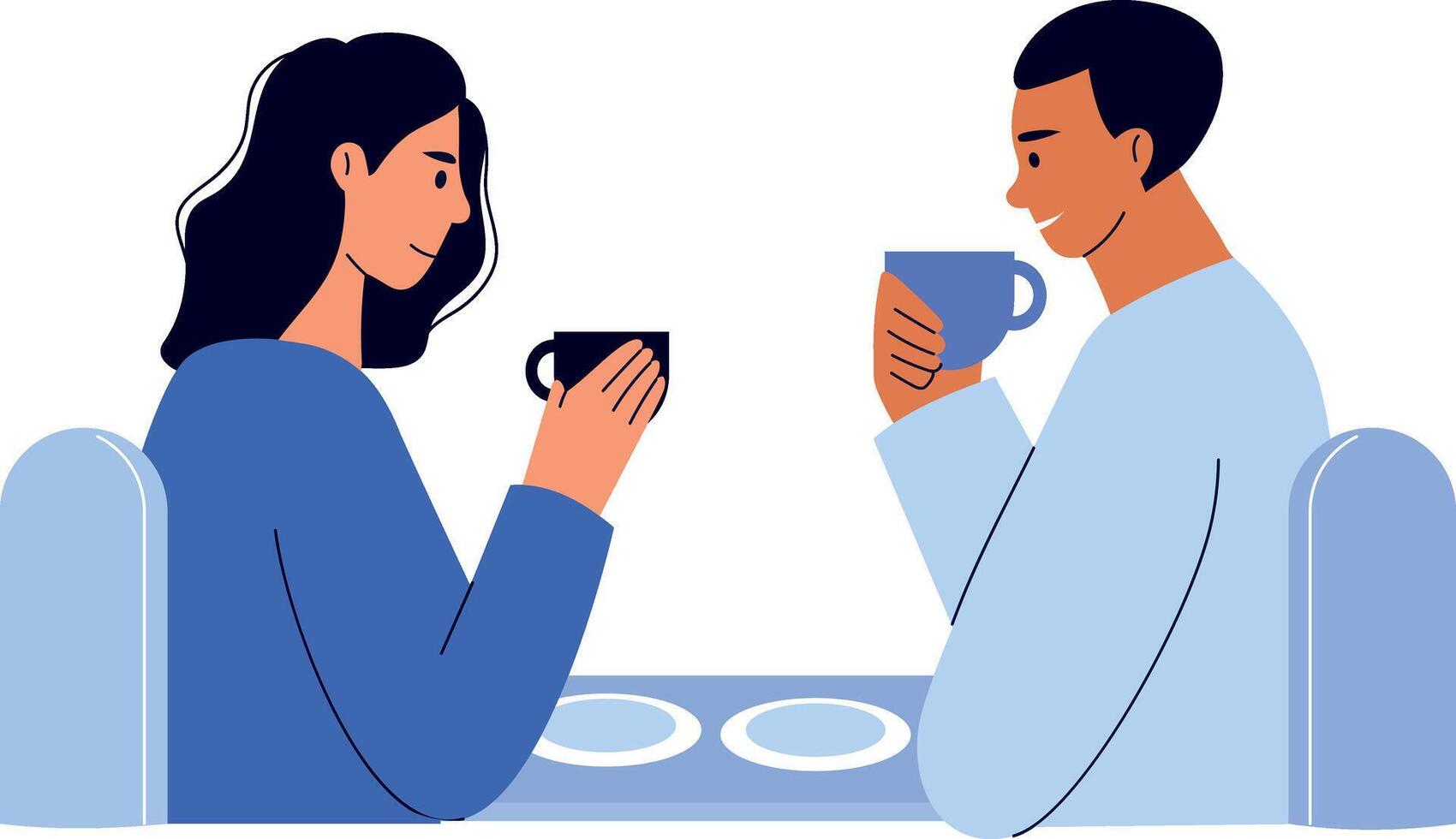 A flat style illustration showing friends sipping tea vector