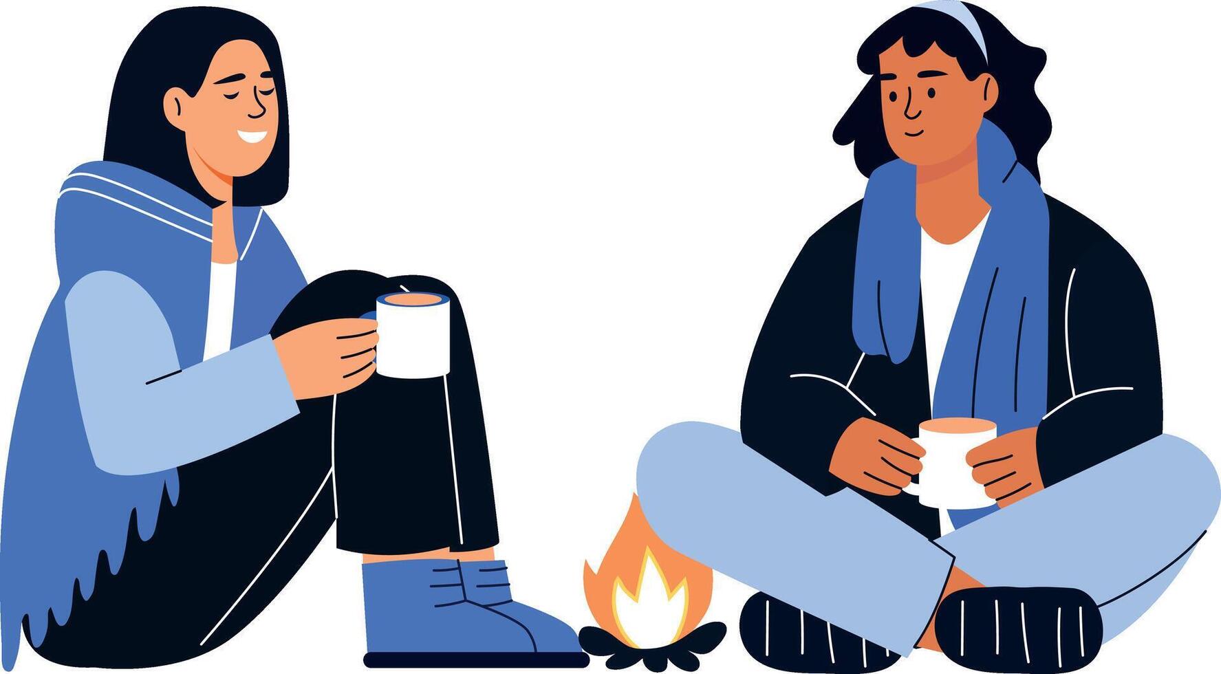A flat style illustration showing friends having quality time vector