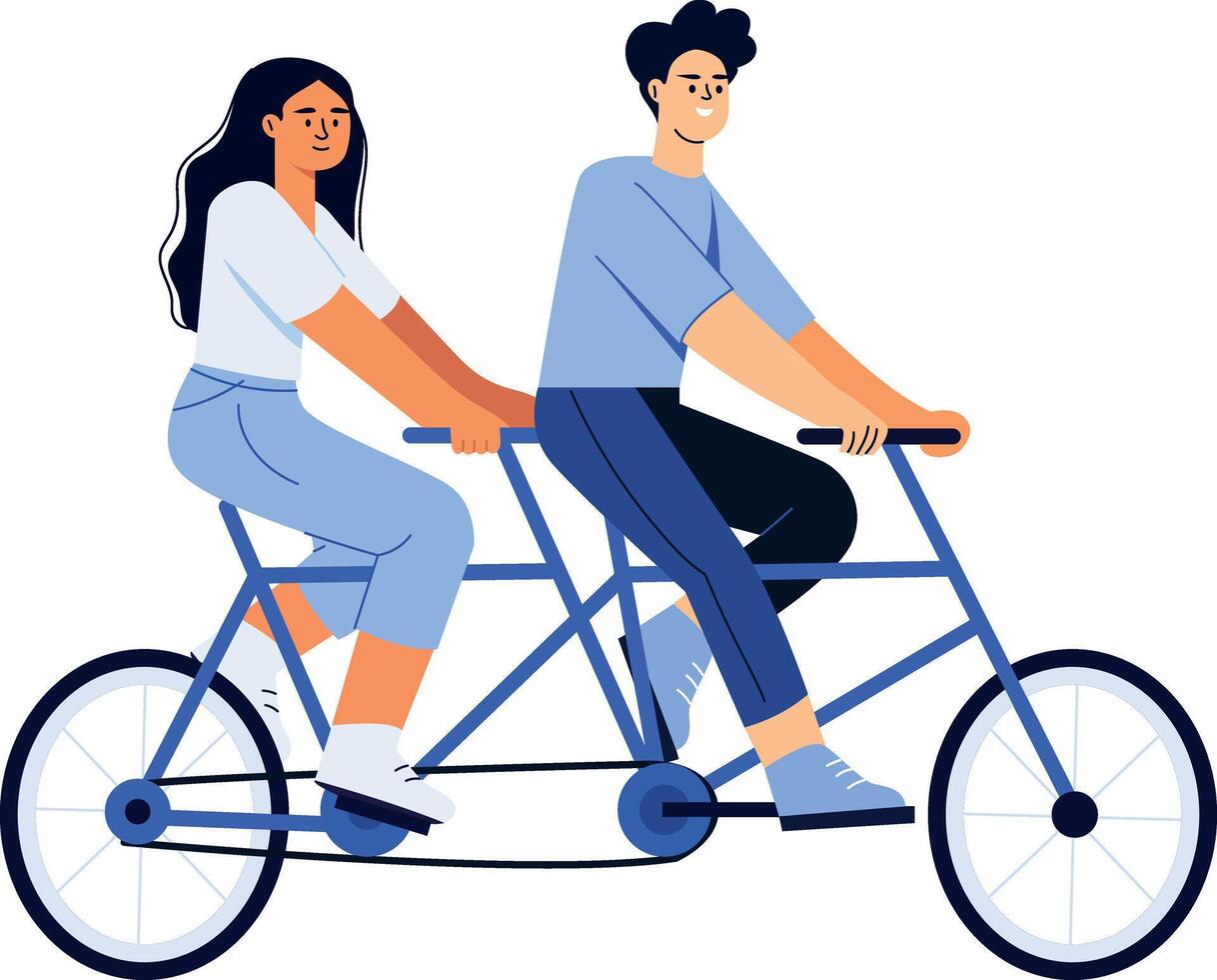 A flat style illustration showing friends cycling together vector