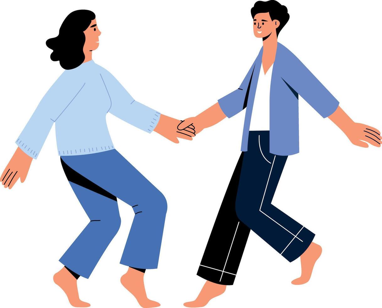 A flat style illustration showing two friends dancing vector