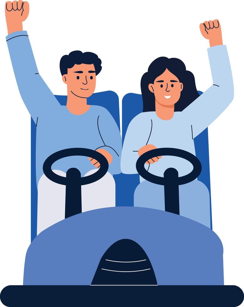 A flat style illustration showing friends driving together vector