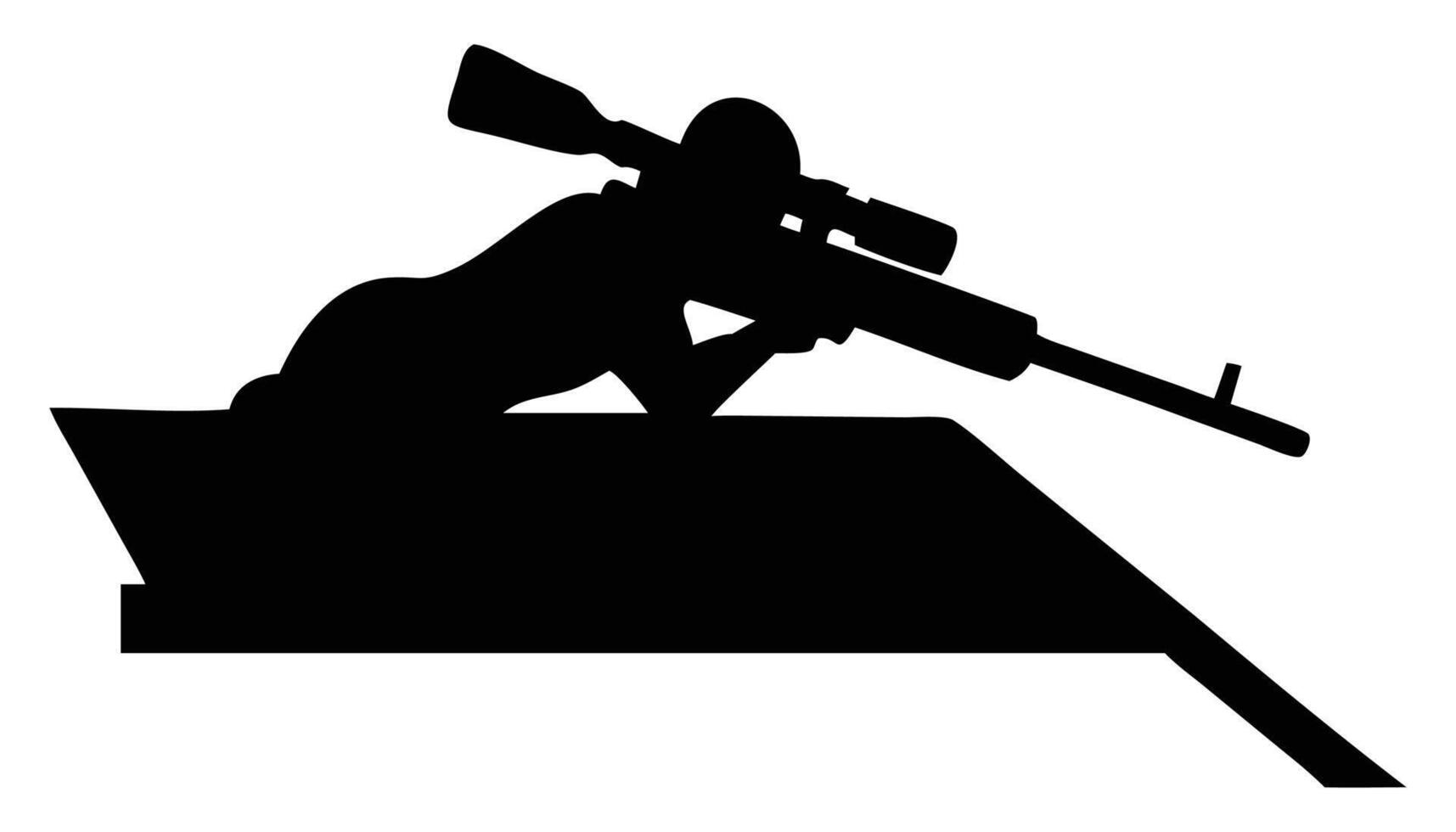 Sniper rifle silhouette aiming target practice long range shooting military precision weapon black and white vector