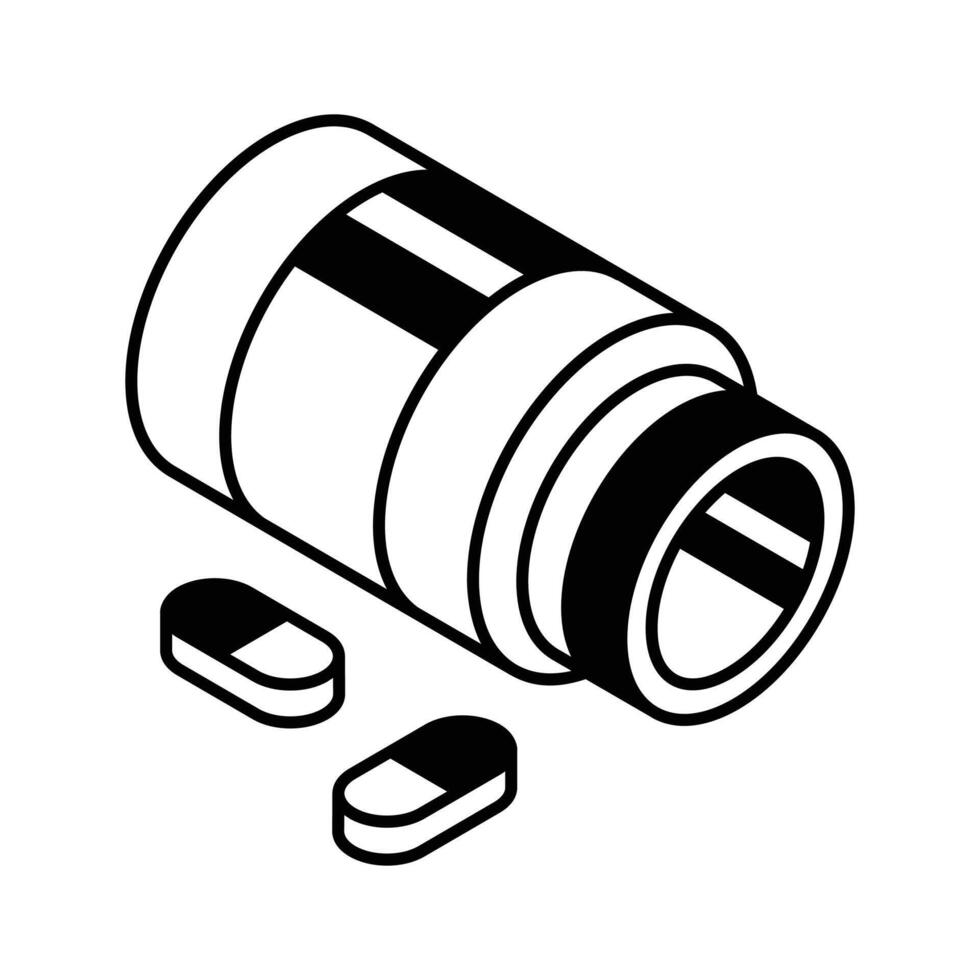 A customizable isometric icon of prescribed medical drugs... vector